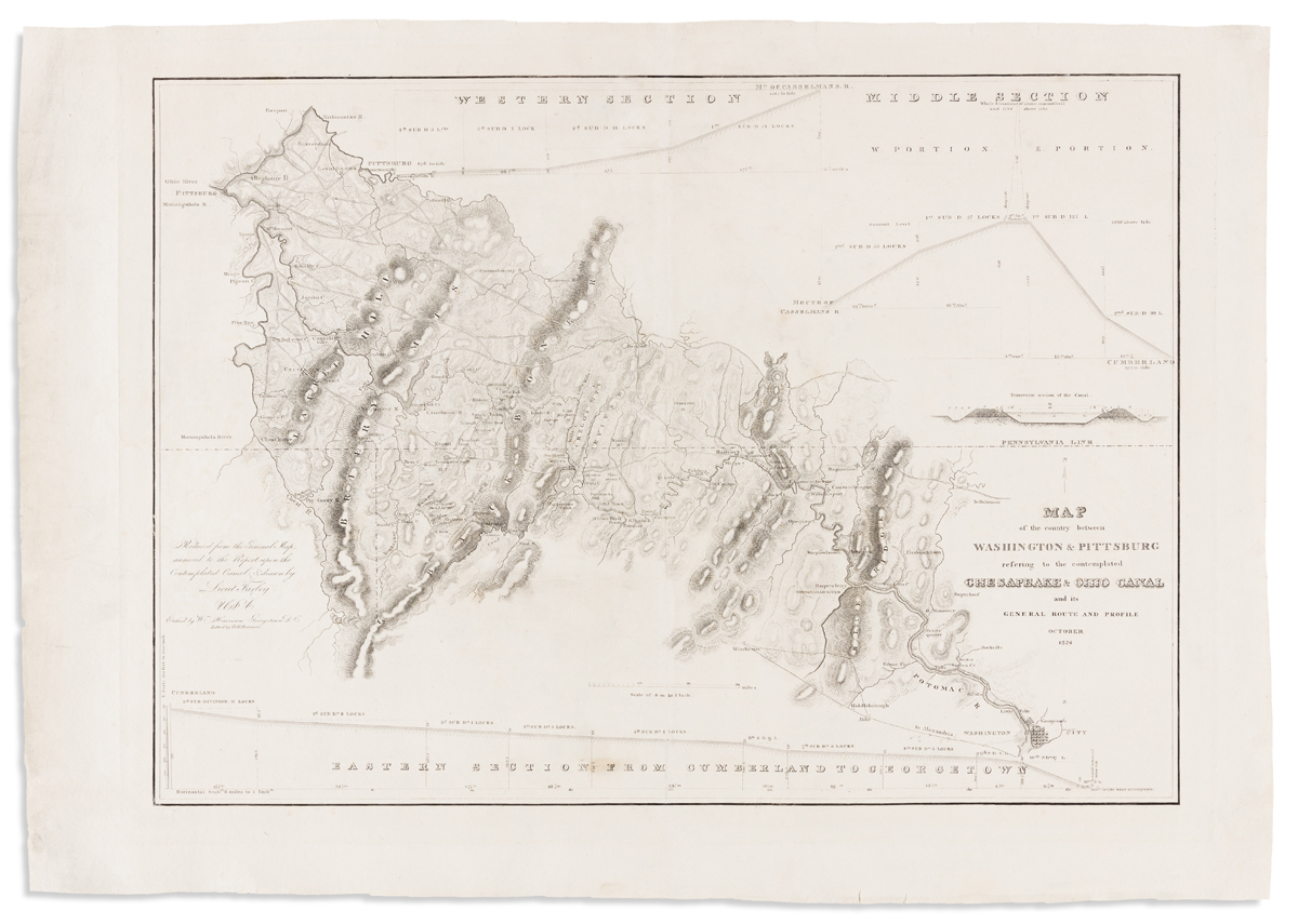 (CHESAPEAKE & OHIO CANAL.) Farley, Lieut. John; surveyor. Map of the Country Between Washington & Pittsburg
